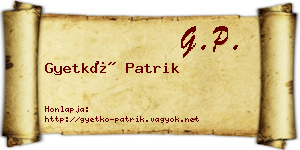 Gyetkó Patrik névjegykártya